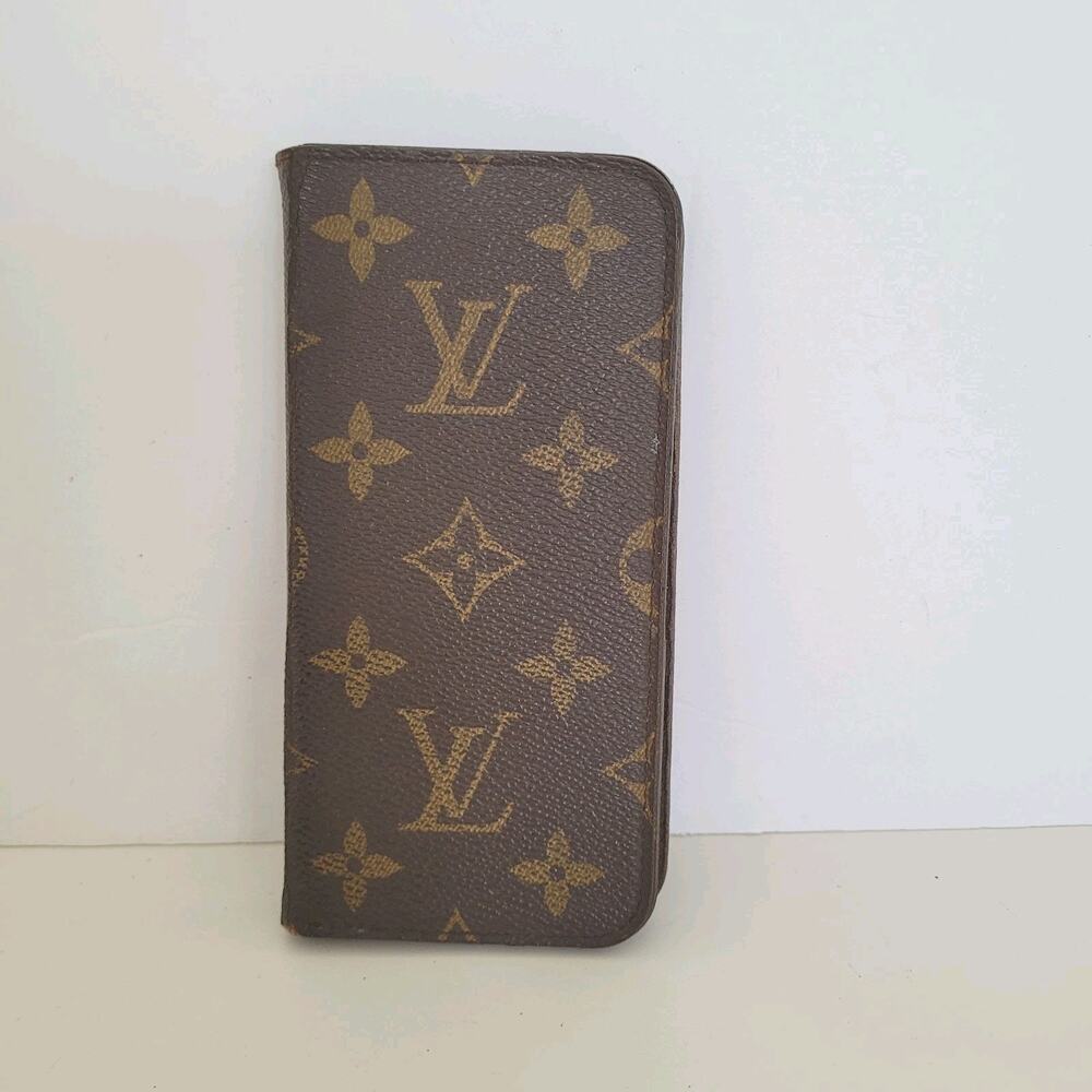 Authentic Louis Vuitton LV Monogram Folio iPhone X Case Brown Phone Case